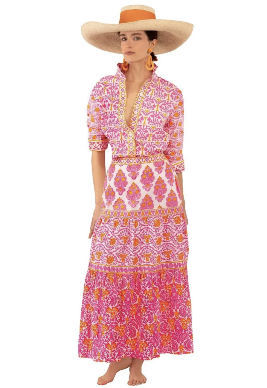 Gretchen Scott Dreaming Skirt East India Print Pink/Orange